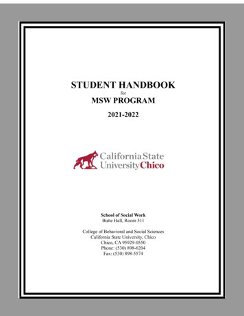 2021-2022 MSW Student Handbook - California State University, Chico