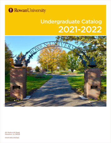 Undergraduate Catalog 2021-2022 - Rowan University
