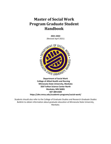 Master Of Social Work Program Graduate Student Handbook