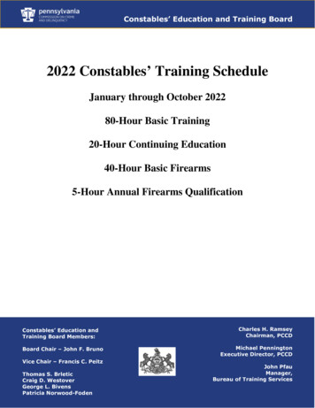 2022 Training Schedule FINAL