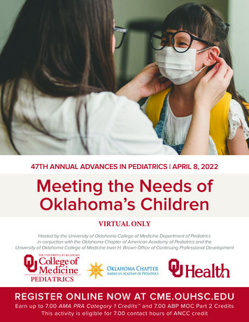 47TH ANNUAL ADVANCES IN PEDIATRICS APRIL 8, 2022 Meeting The Needs Of .