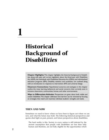 Historical Background Of Disabilities