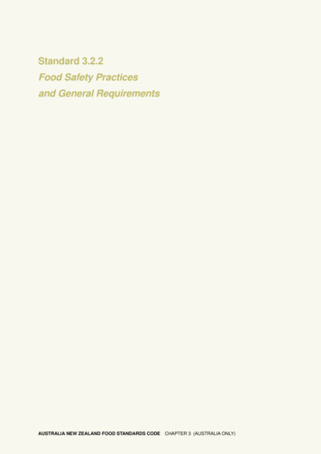 Standard 3.2.2 Food Safety Practices And General Requirements