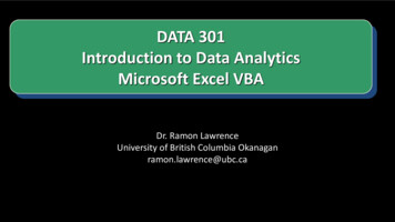 DATA 301 Introduction To Data Analytics - Excel VBA
