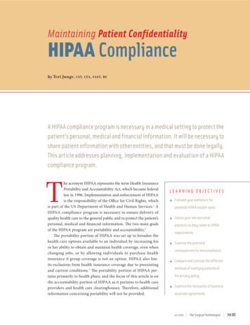 307: Maintaining Confidentiality: HIPAA Compliance - AST