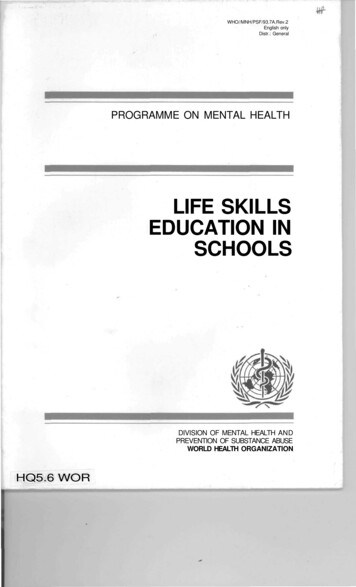 LIFE SKILLS EDUCATION IN SCHOOLS - Source