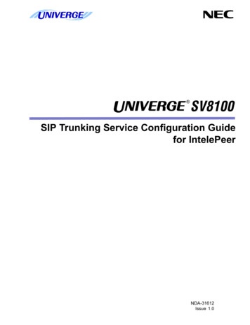 SV8100 SIP Trunking Configuration Guide For IntelePeer - Issue 1