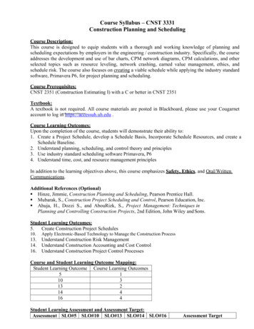 Course Syllabus – CNST 3331 Construction Planning And .