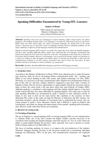 Speaking Difficulties Encountered By Young EFL Learners