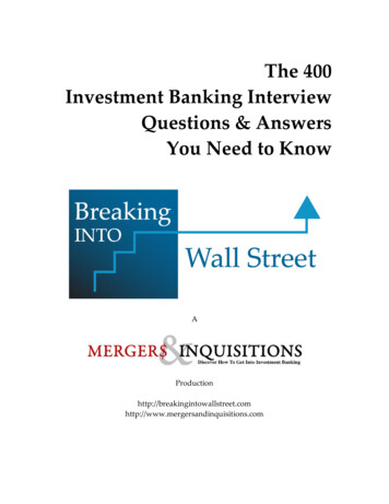 400 Investment Banking Interview Questions And Answers
