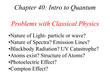 Chapter 40: Intro To Quantum Problems With Classical Physics