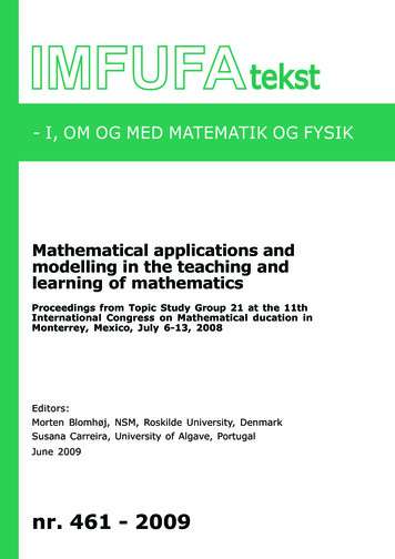 Mathematical Applications And Modelling In The Teaching And . - RUC.dk