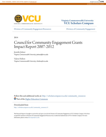 Council For Community Engagement Grants Impact Report 2007-2012 - CORE