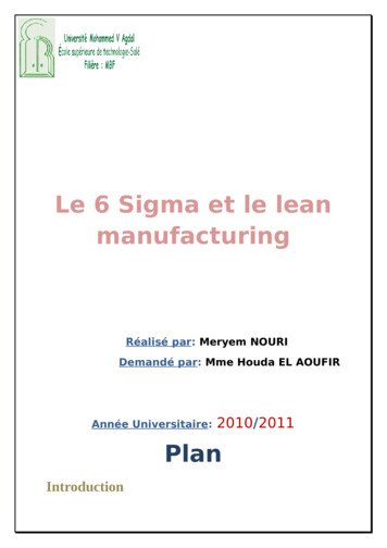 Le 6 Sigma Et Le Lean Manufacturing