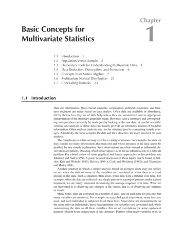 Chapter Basic Concepts For Multivariate Statistics