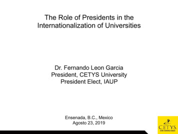 The Role Of Presidents In The Internationalization Of Universities