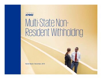 Multi-State Non- Resident Withholding - Carolinas Payroll Conference