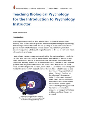 Teaching Biological Psychology For The Introduction To .