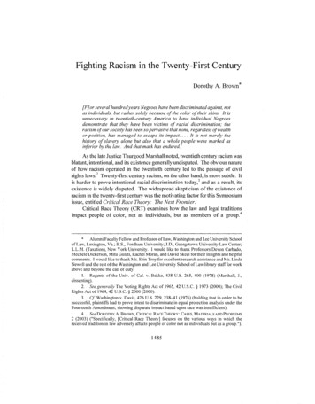 Fighting Racism In The Twenty-FirstCentury