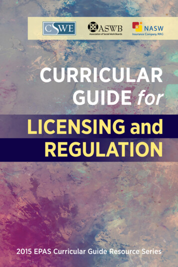 LICENSING And REGULATION - Council On Social 