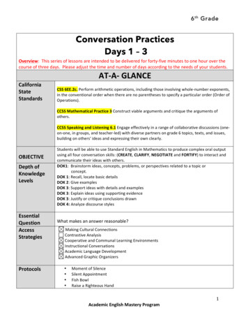 Conversation Practices Days 1 – 3
