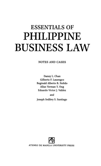 ESSENTIALS OF PHILIPPINE BUSINESS LAW NOTES AND 