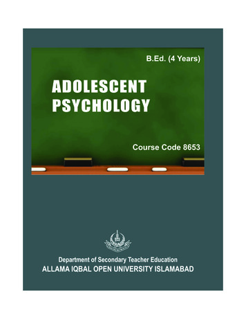 ADOLESCENT PSYCHOLOGY