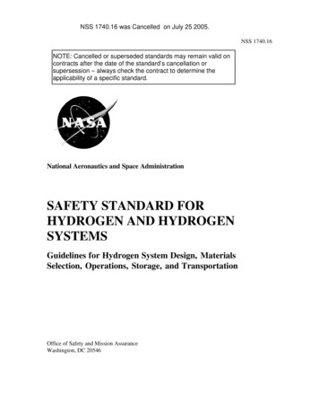 SAFETY STANDARD FOR HYDROGEN AND HYDROGEN SYSTEMS - Energy