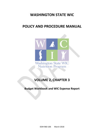 Washington State Wic Policy And Procedure Manual