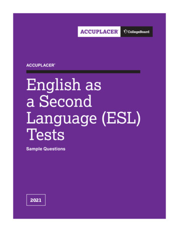 English As A Second Language (ESL) Tests