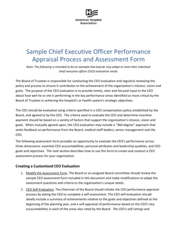 Sample Chief Executive Officer Performance Appraisal .