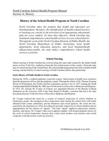 North Carolina School Health Program Manual Section A, 