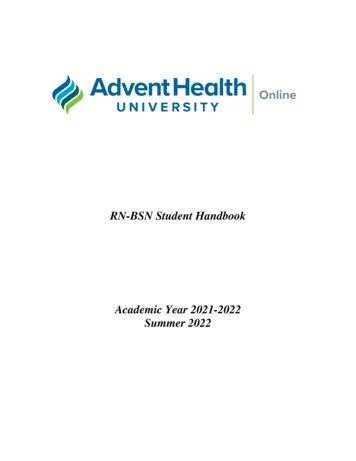 RN-BSN Student Handbook Academic Year 2021-2022 Summer 2022 - AHU Online