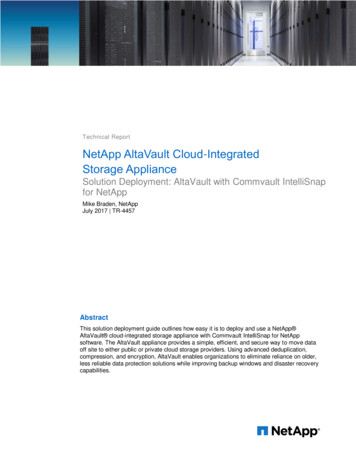 Technical Report NetApp AltaVault Cloud Integrated Storage Appliance
