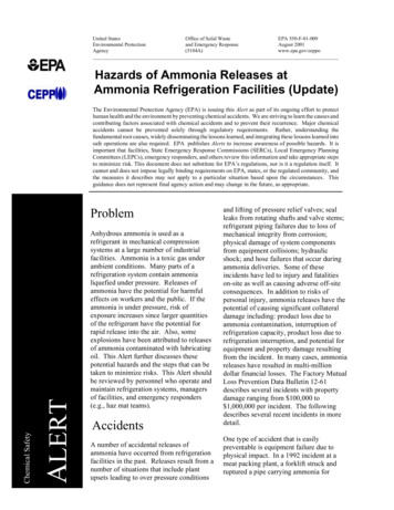 Chemical Safety Alert: Hazards Of Ammonia Releases At .