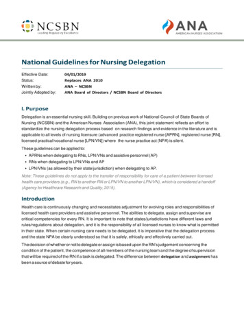 National Guidelines For Nursing Delegation