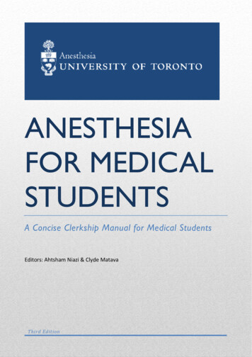 Anesthesia For Medical Students Manual 2019-20