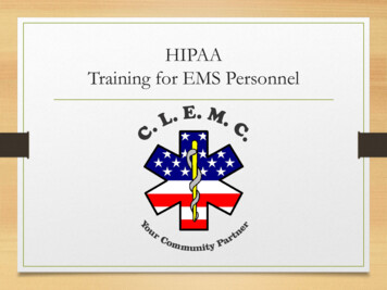 Annual HIPPA Training For EMS Personnel