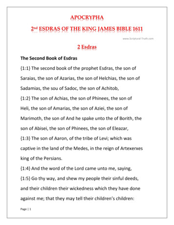 APOCRYPHA 2nd ESDRAS OF THE KING JAMES BIBLE 1611