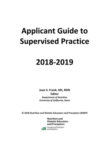 Applicant Guide To Supervised Practice 2018-2019