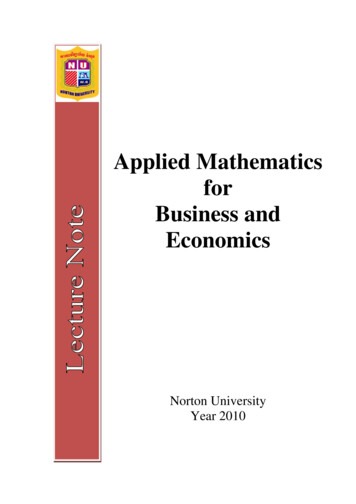 Applied Mathematics For Business And Economics