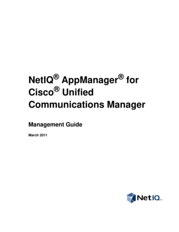 NetIQ AppManager For Cisco Unified Communications Manager