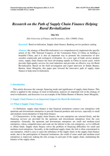 Research On The Path Of Supply Chain Finance Helping Rural Revitalization