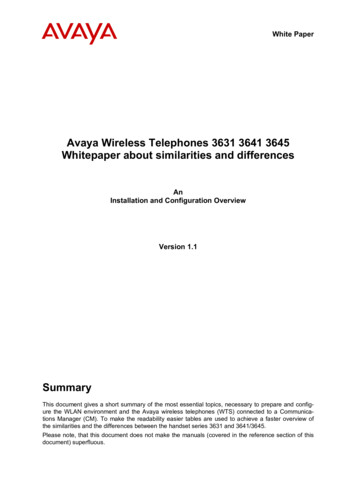 Avaya Wireless Telephones 3631 3641 3645 Whitepaper About Similarities .