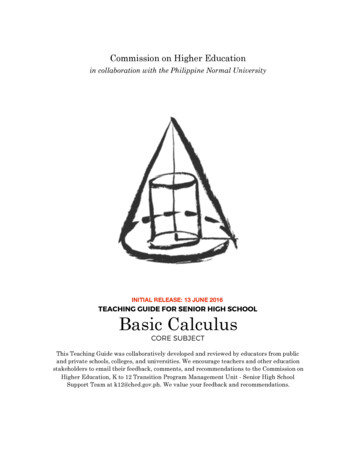 TEACHING GUIDE FOR SENIOR HIGH SCHOOL Basic Calculus