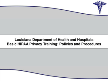 Louisiana Department Of Health And Hospitals Basic HIPAA Privacy .