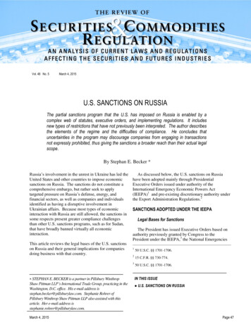 U.S. SANCTIONS ON RUSSIA - Pillsbury Law