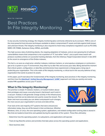 White Paper: Best Practices In File Integrity Monitoring White Paper .