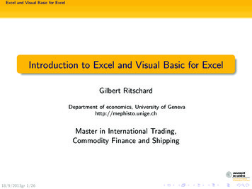 Introduction To Excel And Visual Basic For Excel