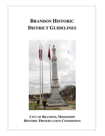 BRANDON HISTORIC DISTRICT GUIDELINES - Mississippi